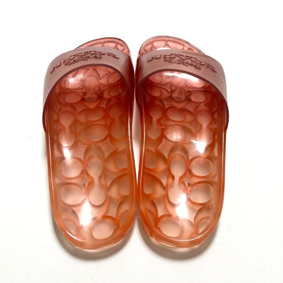 NWOB COACH Ulyssa Transparent Slide Tangerine Ombre Flats Rubber Pool - Picture 5 of 8
